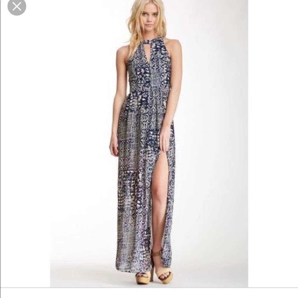 BLVD - Front Split Halter Neck Maxi Dress